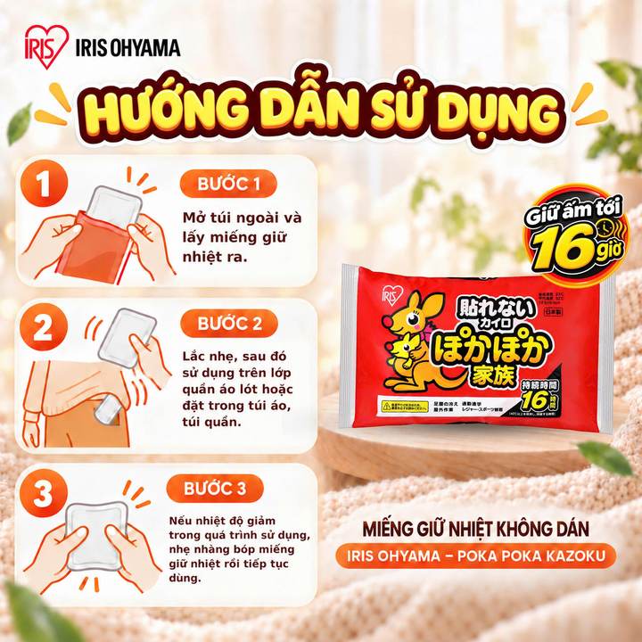 Hướng dẫn sử dụng miếng giữ nhiệt qua ba bước